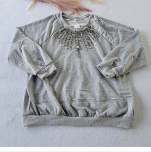 Stem &‎ Vine Sequin Embellished Sweatshirt Color Grey  Size 2X